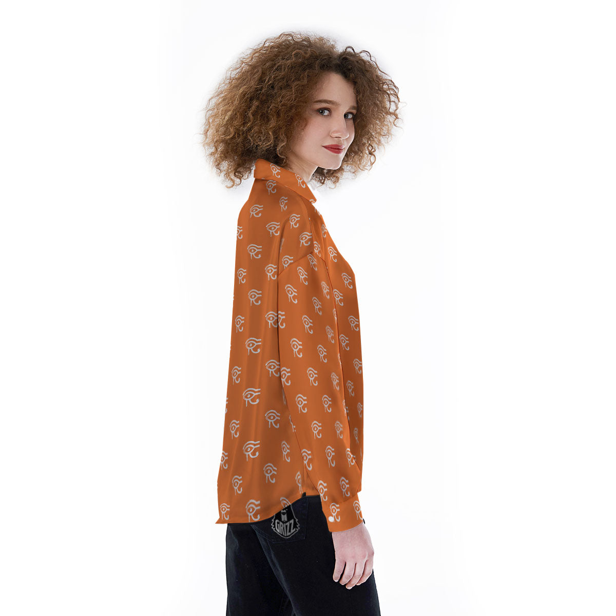 Symbol Eye Of Horus Pattern Women's Long Sleeve Shirts-grizzshop
