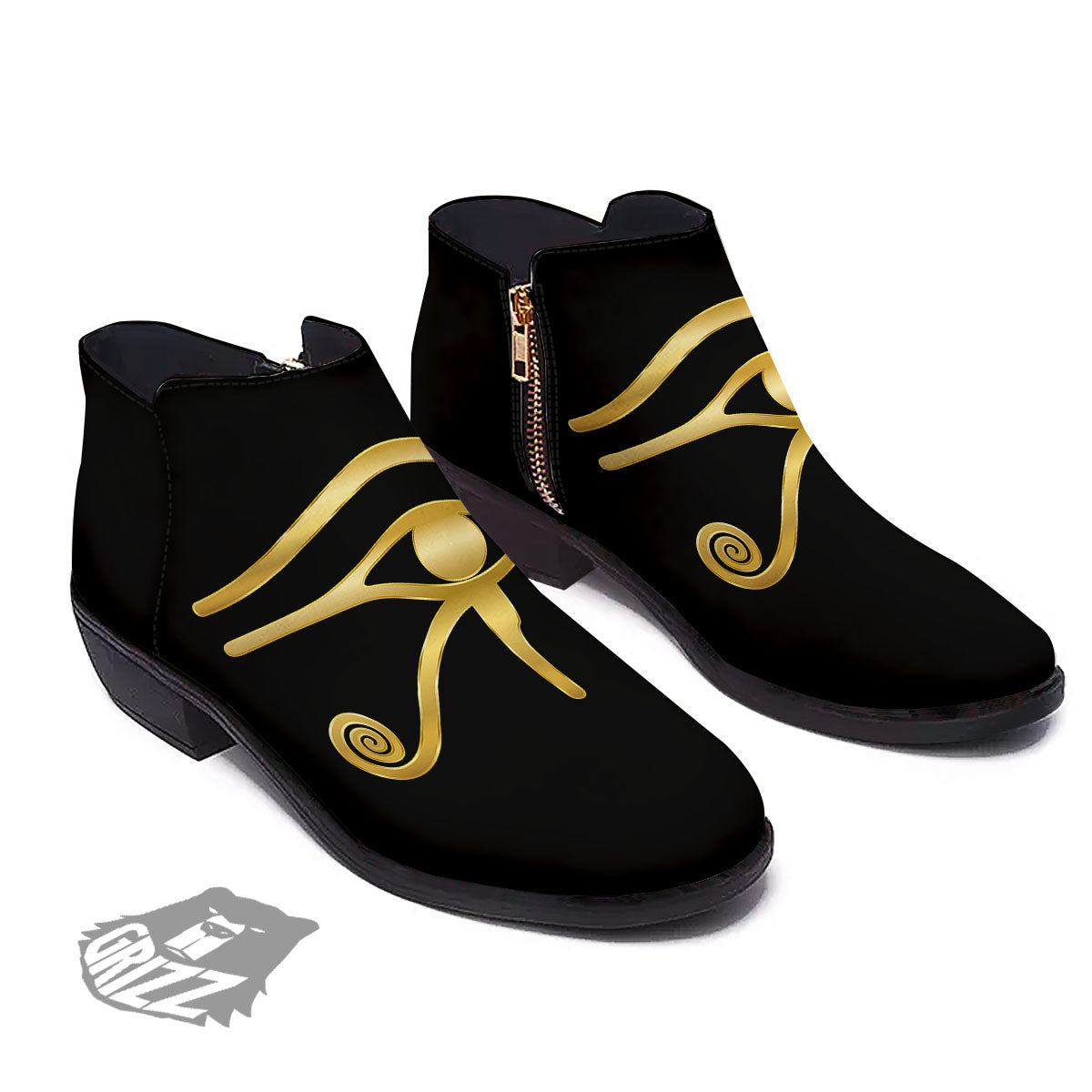 Symbol Eye Of Horus Print Ankle Boots-grizzshop