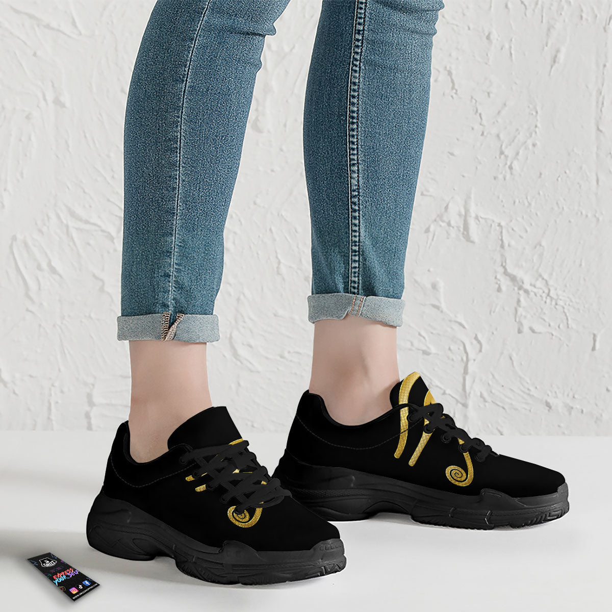 Symbol Eye Of Horus Print Black Chunky Shoes-grizzshop