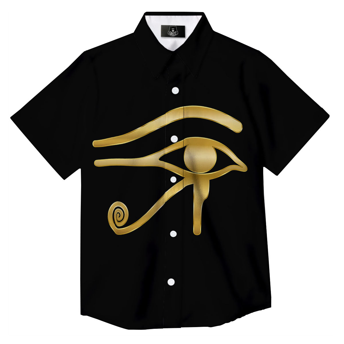 Symbol Eye Of Horus Print Button Up Shirt-grizzshop