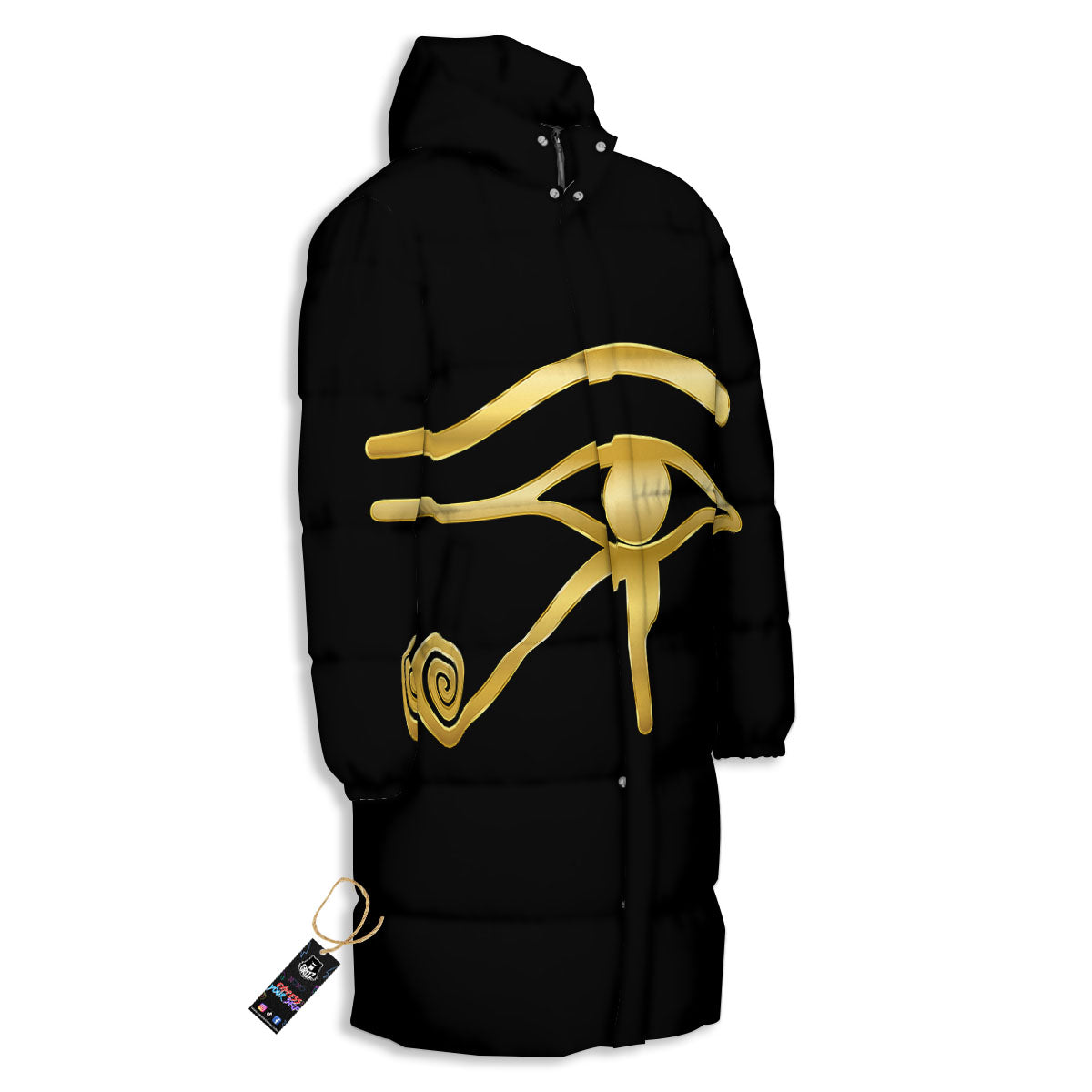 Symbol Eye Of Horus Print Long Down Jacket-grizzshop