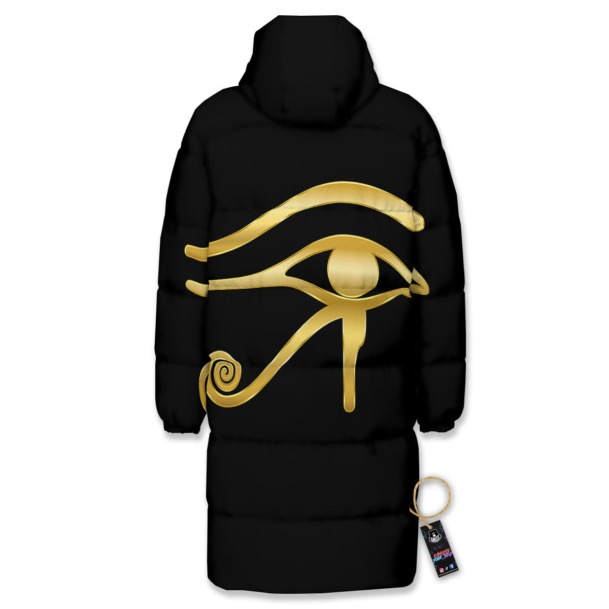 Symbol Eye Of Horus Print Long Down Jacket-grizzshop