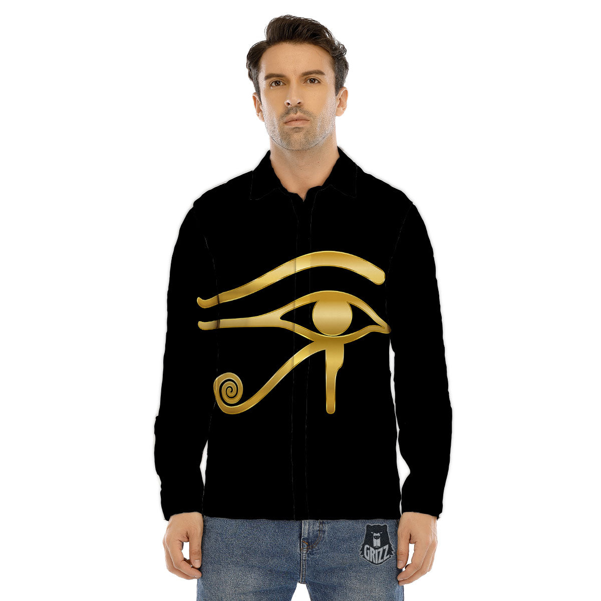 Symbol Eye Of Horus Print Men's Dress Shirts-grizzshop