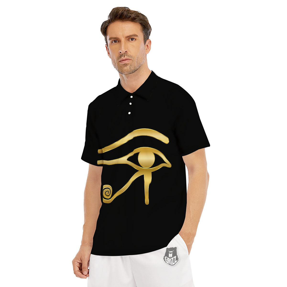 Symbol Eye Of Horus Print Men's Golf Shirts-grizzshop