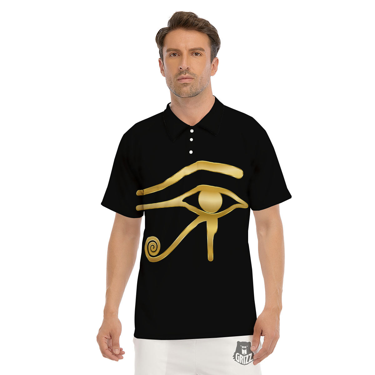 Symbol Eye Of Horus Print Men's Golf Shirts-grizzshop
