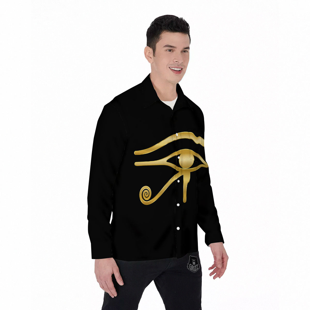 Symbol Eye Of Horus Print Men's Long Sleeve Shirts-grizzshop