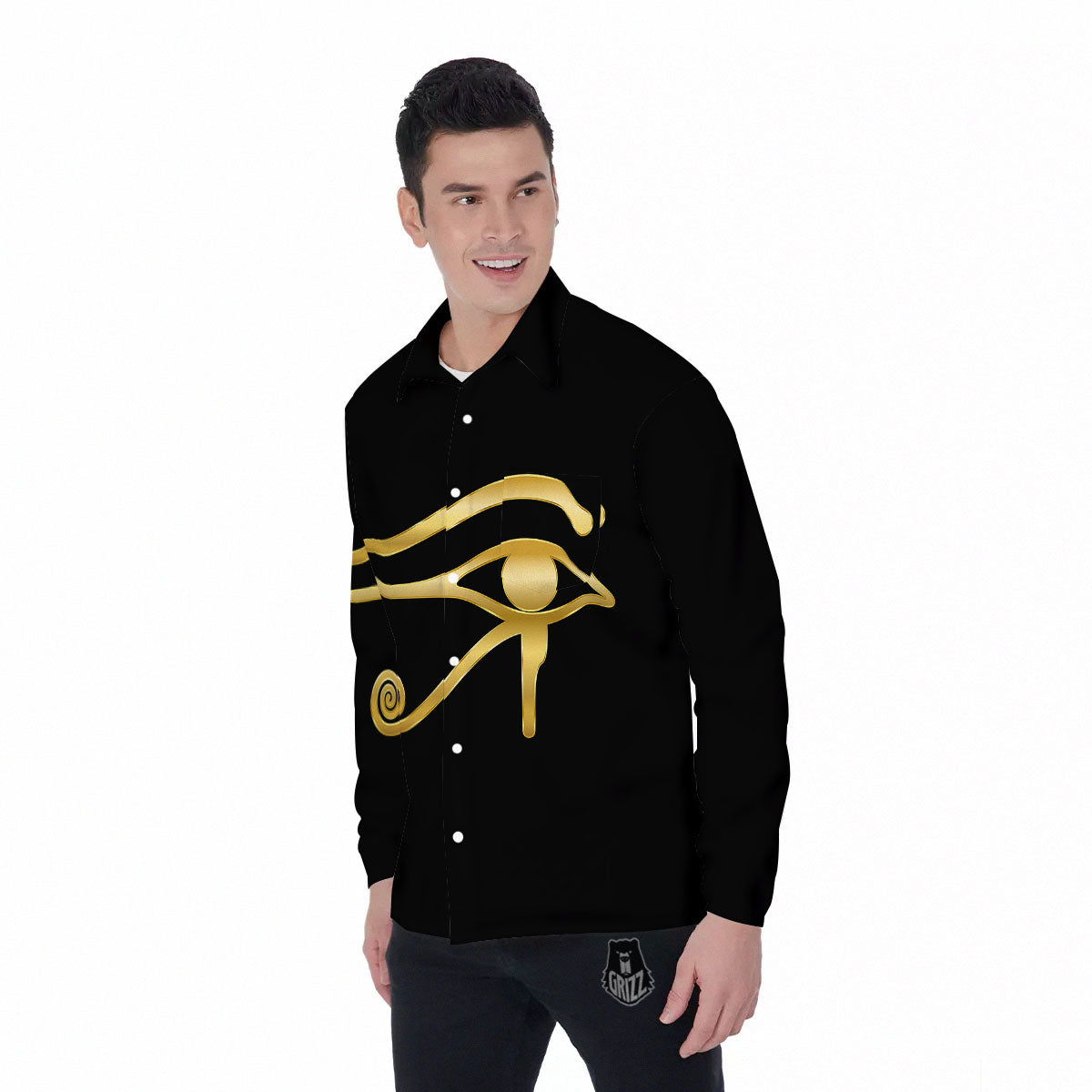 Symbol Eye Of Horus Print Men's Long Sleeve Shirts-grizzshop
