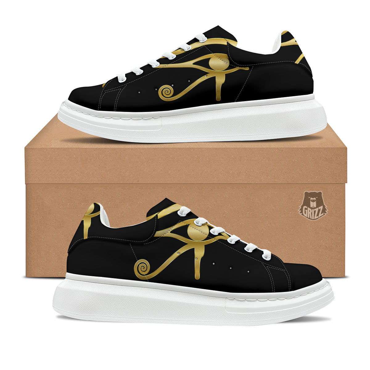 Symbol Eye Of Horus Print Platform Shoes-grizzshop