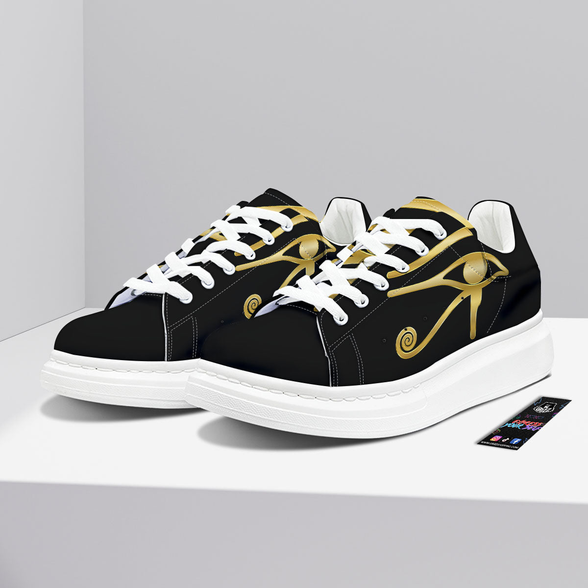 Symbol Eye Of Horus Print Platform Shoes-grizzshop
