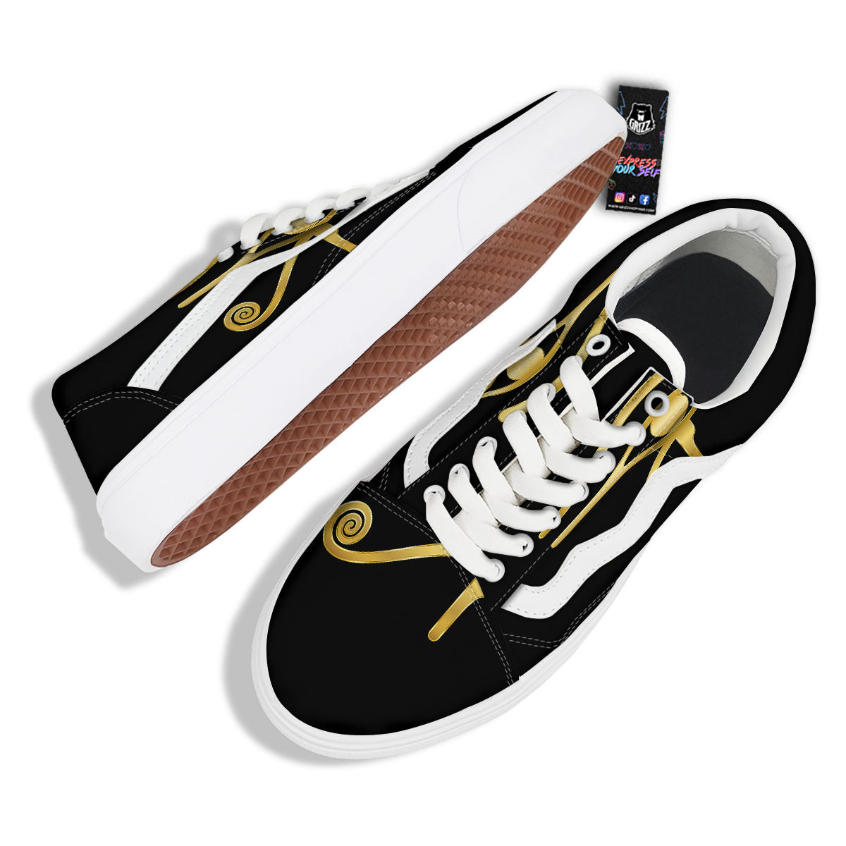 Symbol Eye Of Horus Print Skate Shoes-grizzshop