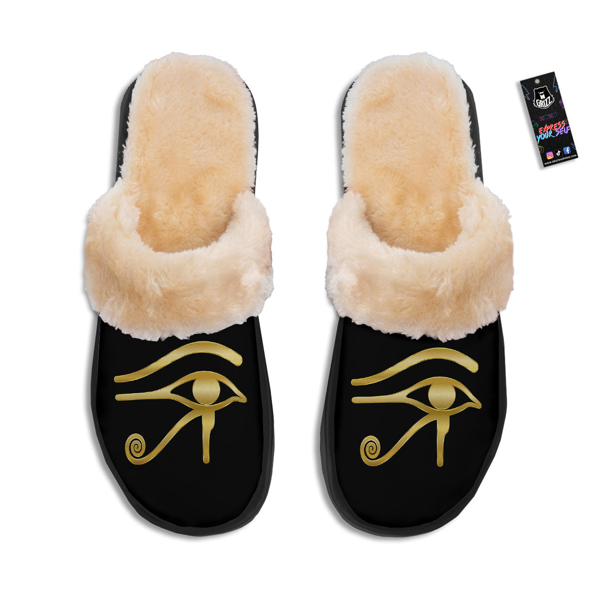 Symbol Eye Of Horus Print Slippers-grizzshop