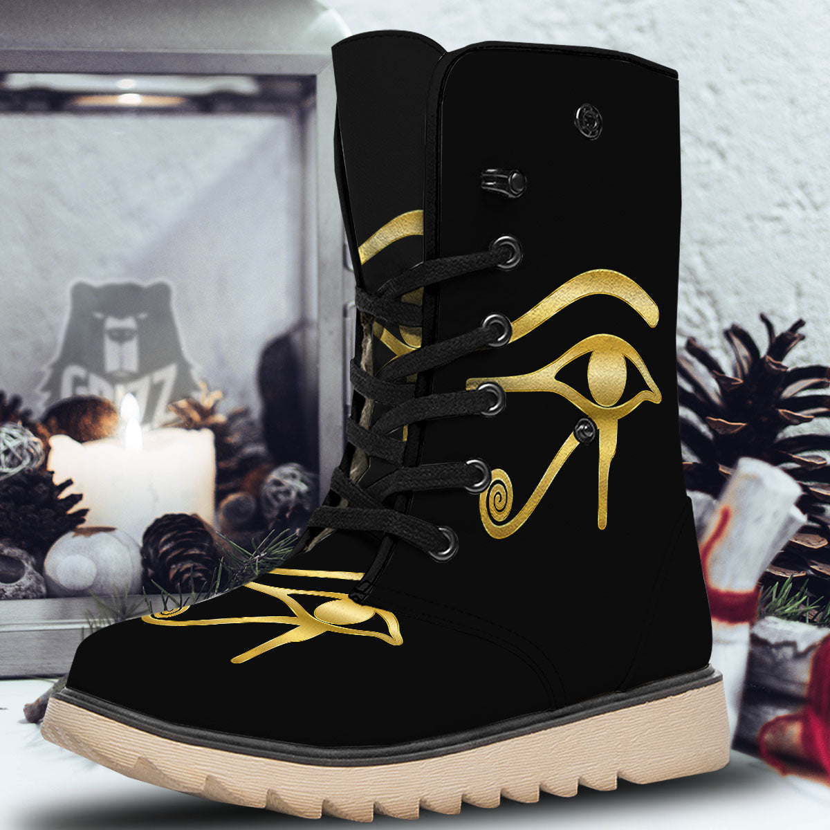 Symbol Eye Of Horus Print Snow Boots-grizzshop