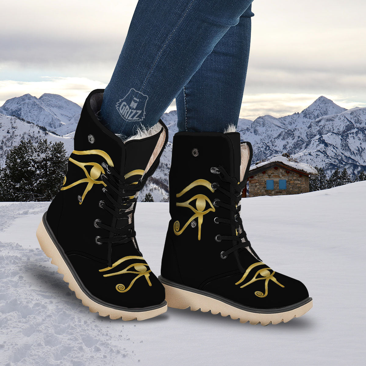 Symbol Eye Of Horus Print Snow Boots-grizzshop