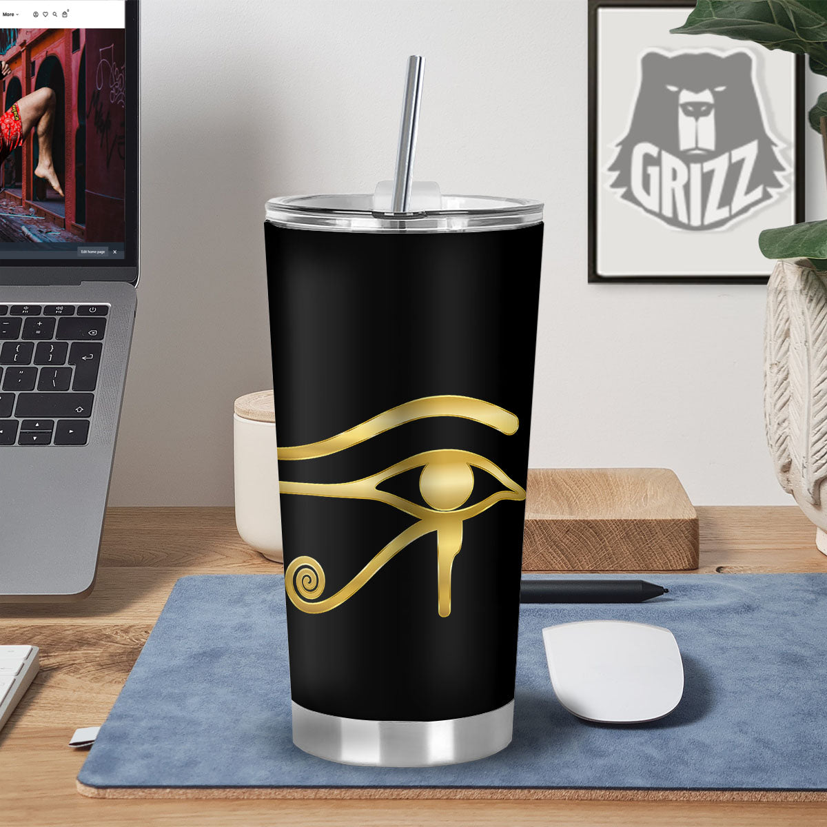 Symbol Eye Of Horus Print Tumbler-grizzshop