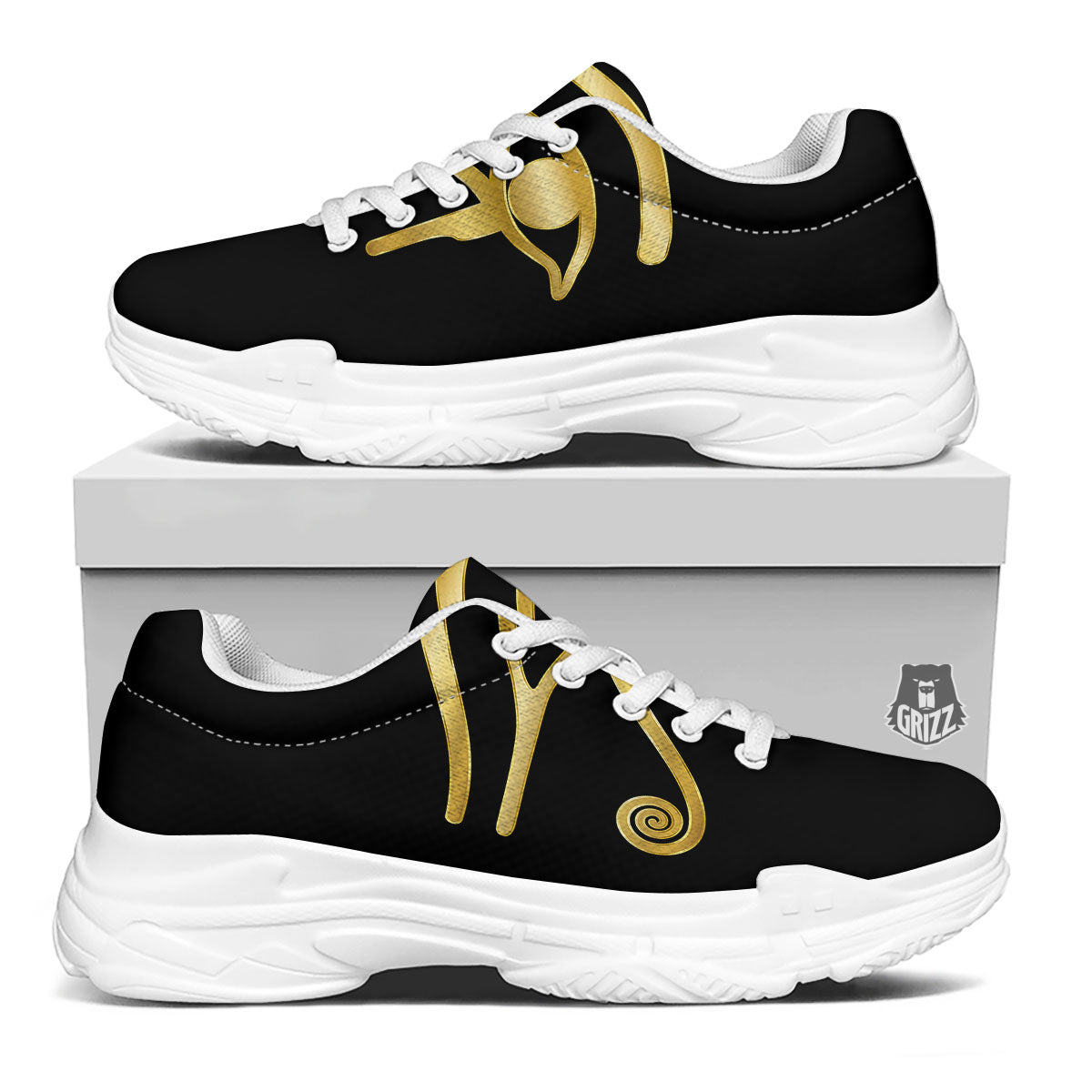 Symbol Eye Of Horus Print White Chunky Shoes-grizzshop