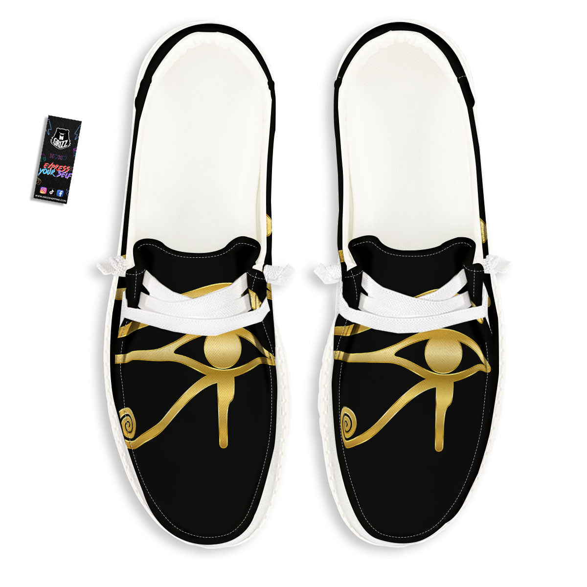 Symbol Eye Of Horus Print White Loafers-grizzshop
