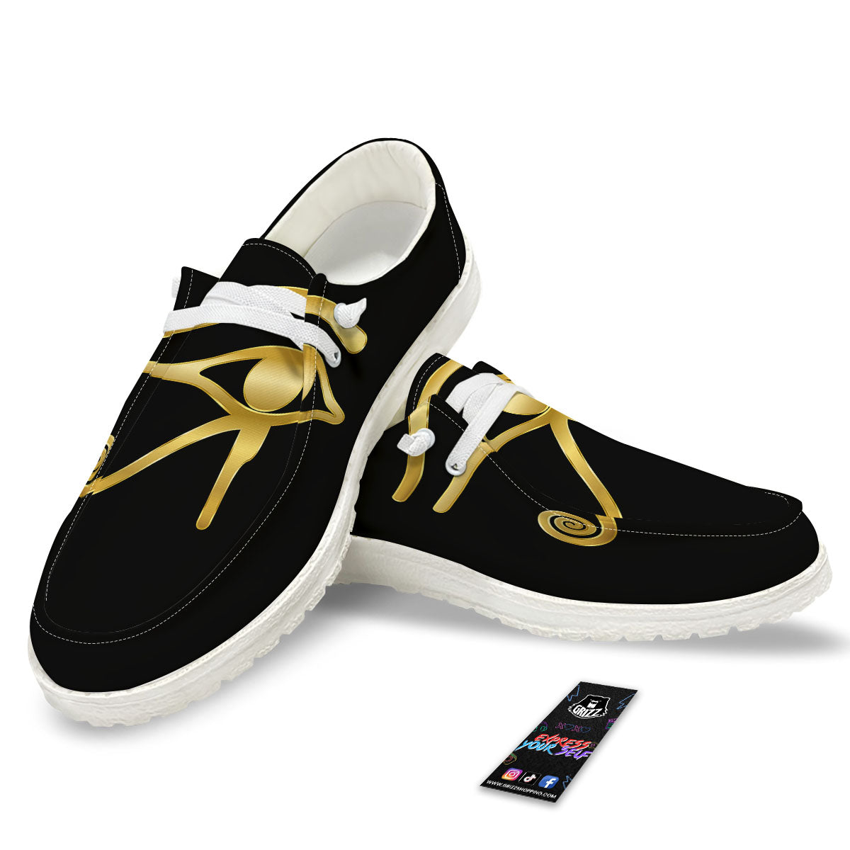 Symbol Eye Of Horus Print White Loafers-grizzshop