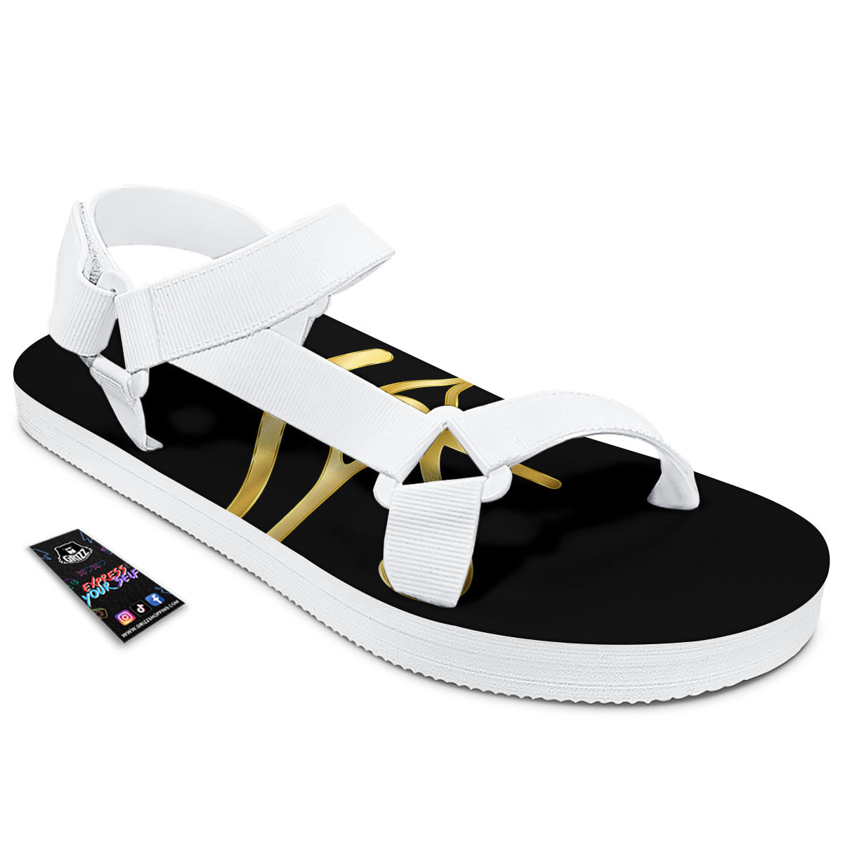 Symbol Eye Of Horus Print White Open Toe Sandals-grizzshop