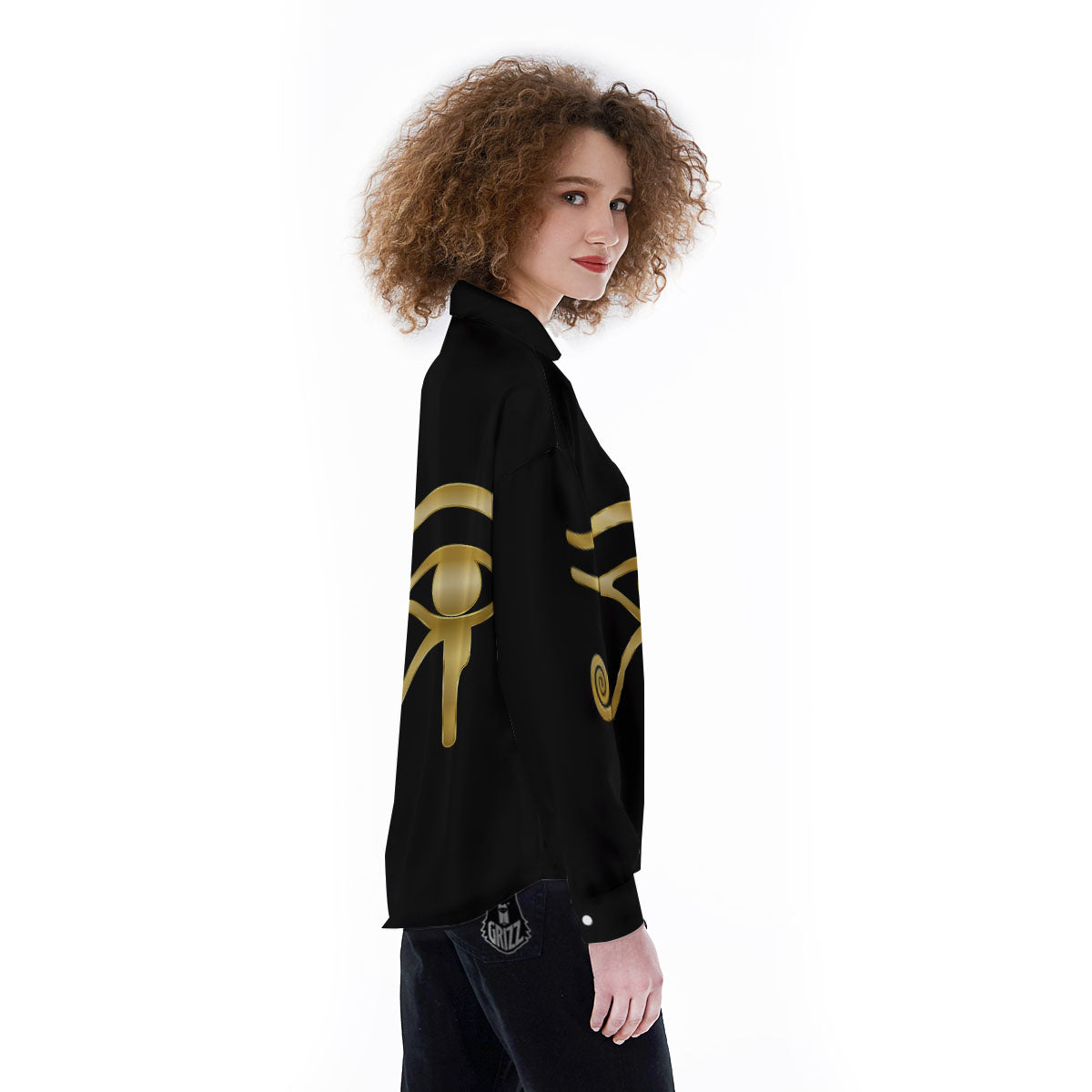 Symbol Eye Of Horus Print Women's Long Sleeve Shirts-grizzshop