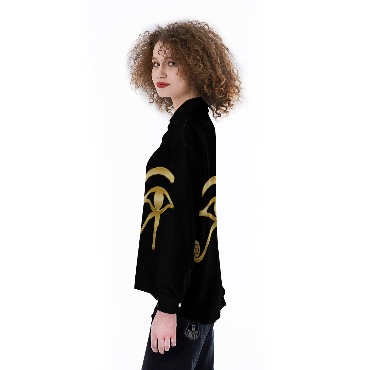 Symbol Eye Of Horus Print Women's Long Sleeve Shirts-grizzshop