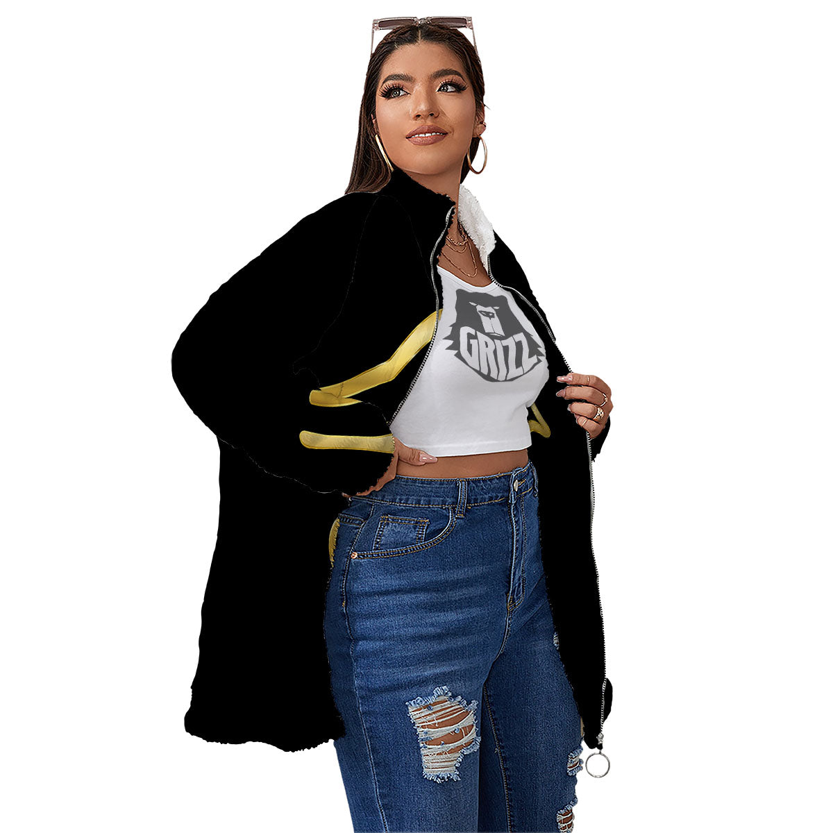 Symbol Eye Of Horus Print Women's Sherpa Jacket-grizzshop