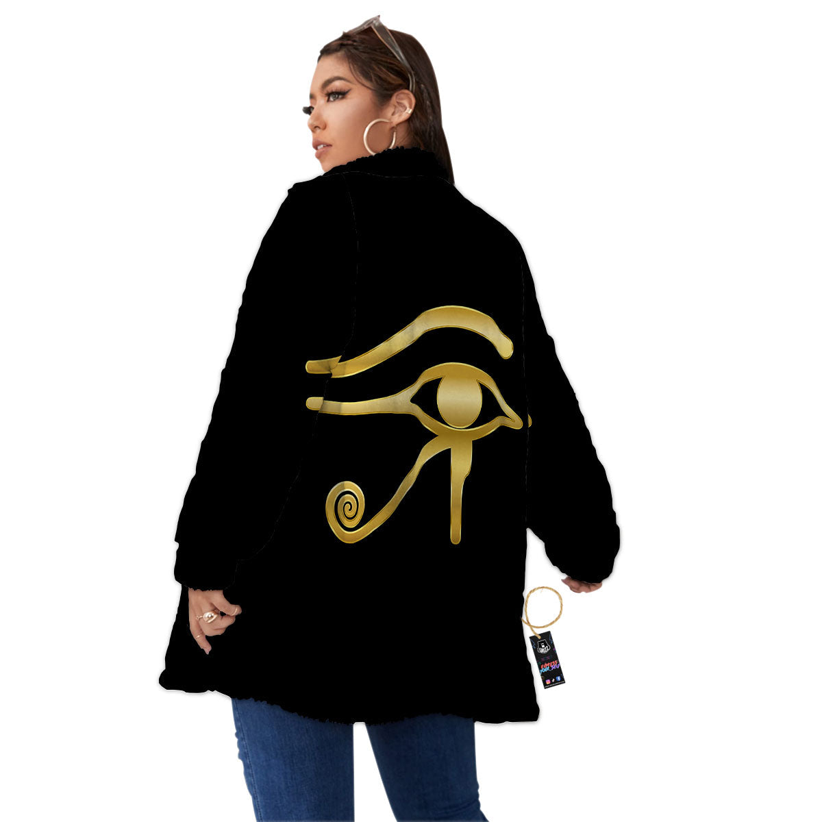 Symbol Eye Of Horus Print Women's Sherpa Jacket-grizzshop