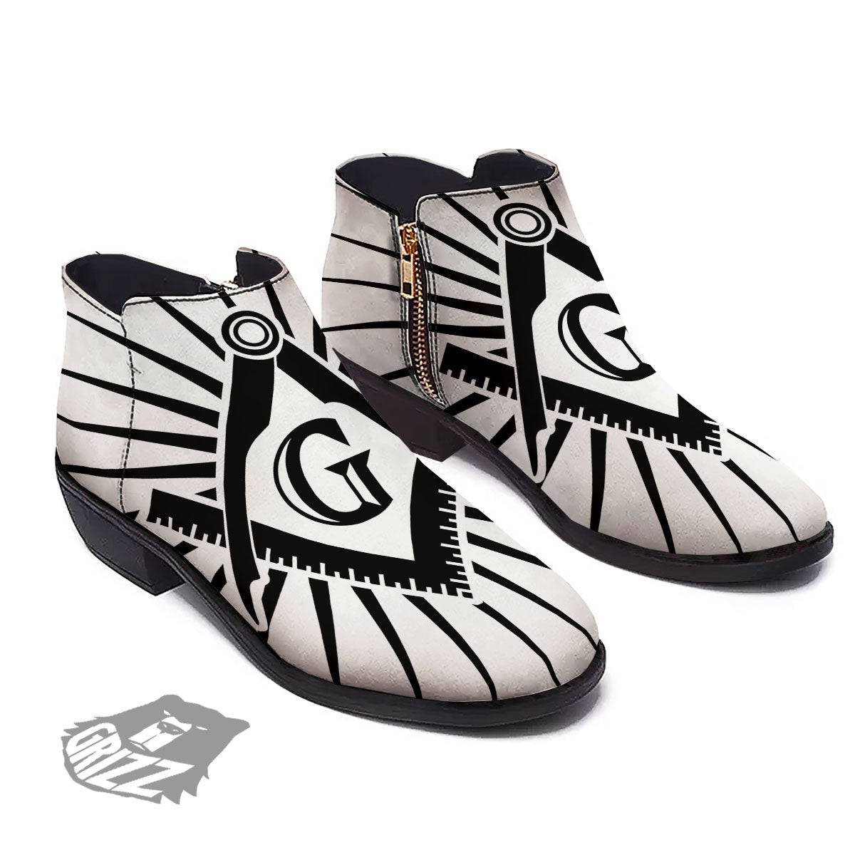 Symbol Freemasonry Print Ankle Boots-grizzshop