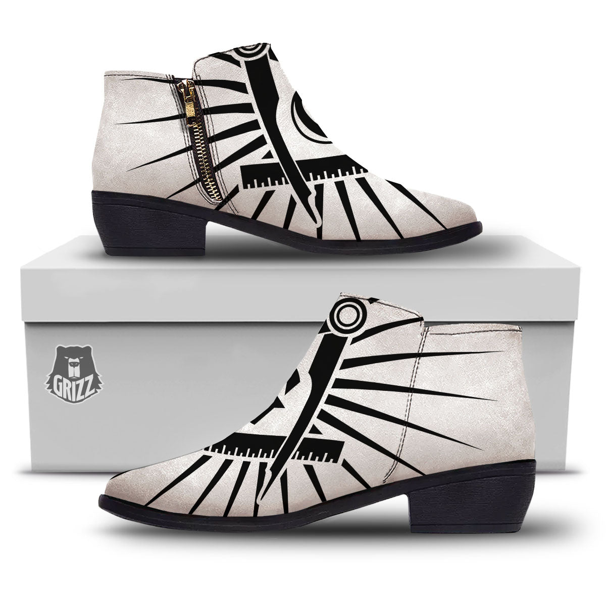 Symbol Freemasonry Print Ankle Boots-grizzshop