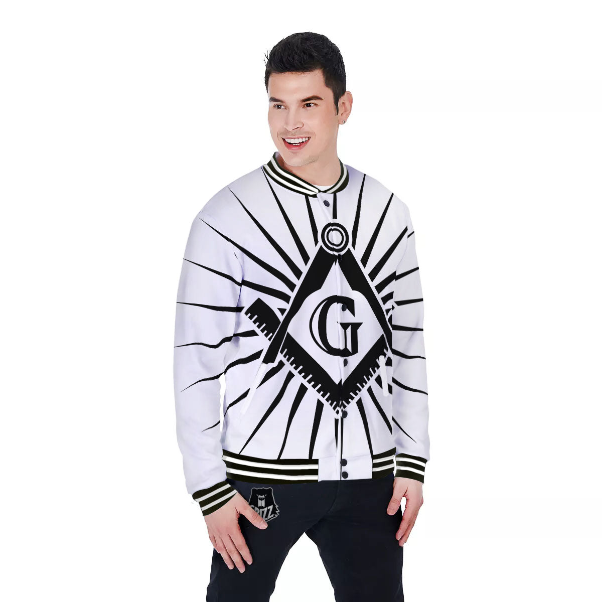 Symbol Freemasonry Print Baseball Jacket-grizzshop