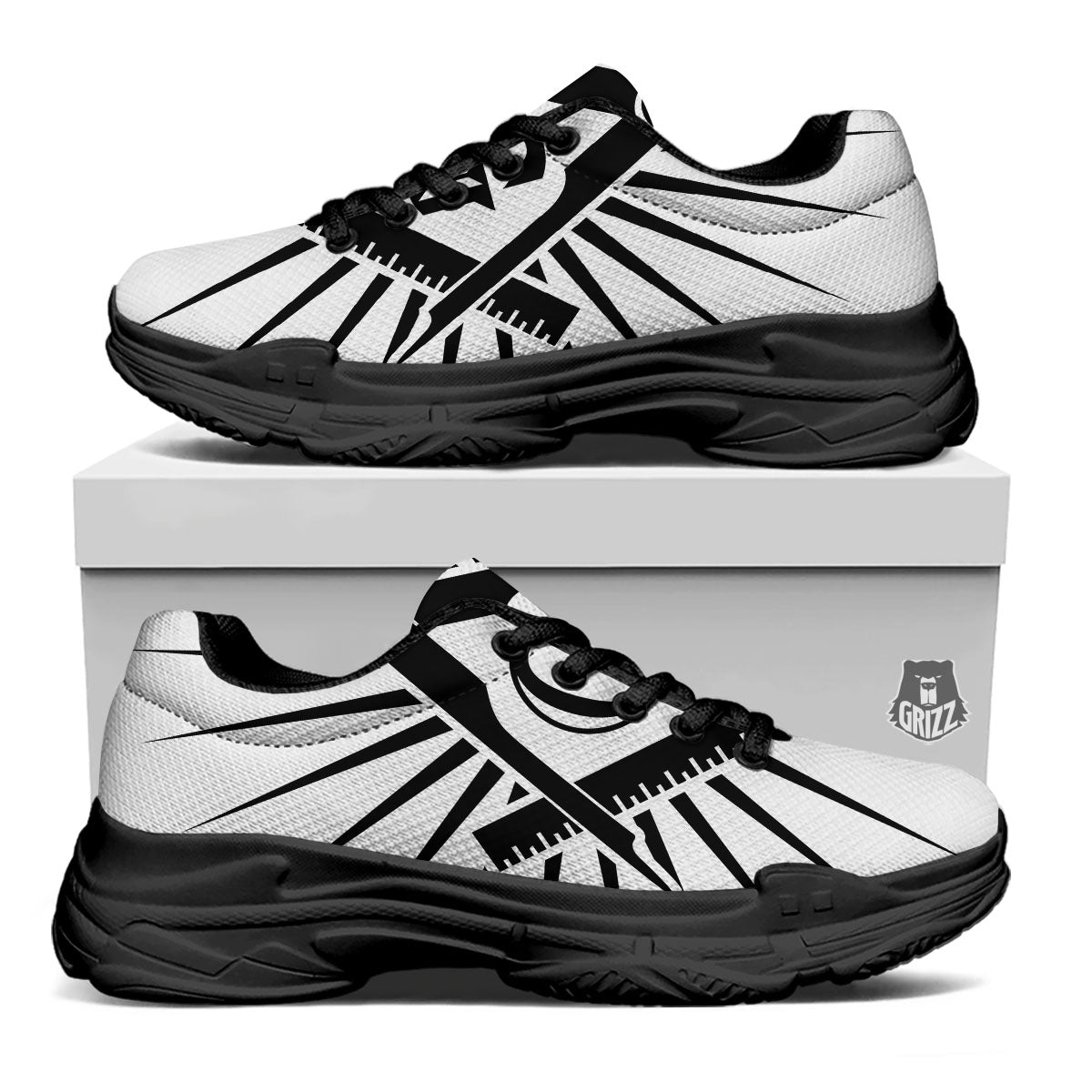 Symbol Freemasonry Print Black Chunky Shoes-grizzshop