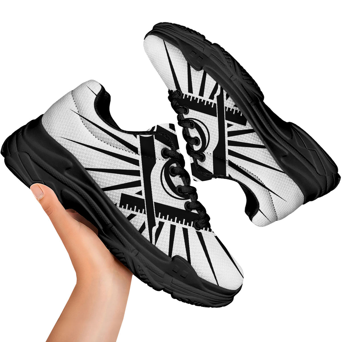 Symbol Freemasonry Print Black Chunky Shoes-grizzshop