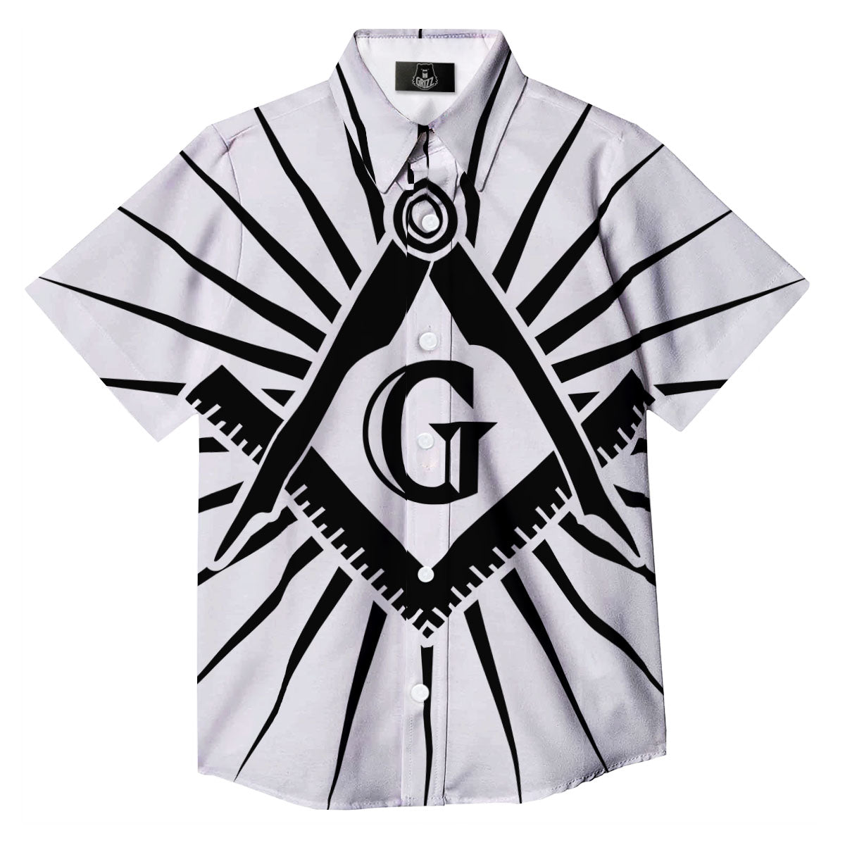 Symbol Freemasonry Print Button Up Shirt-grizzshop