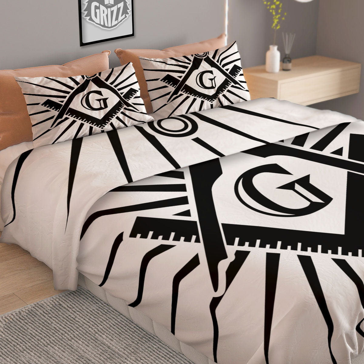 Symbol Freemasonry Print Duvet Cover Bedding Set