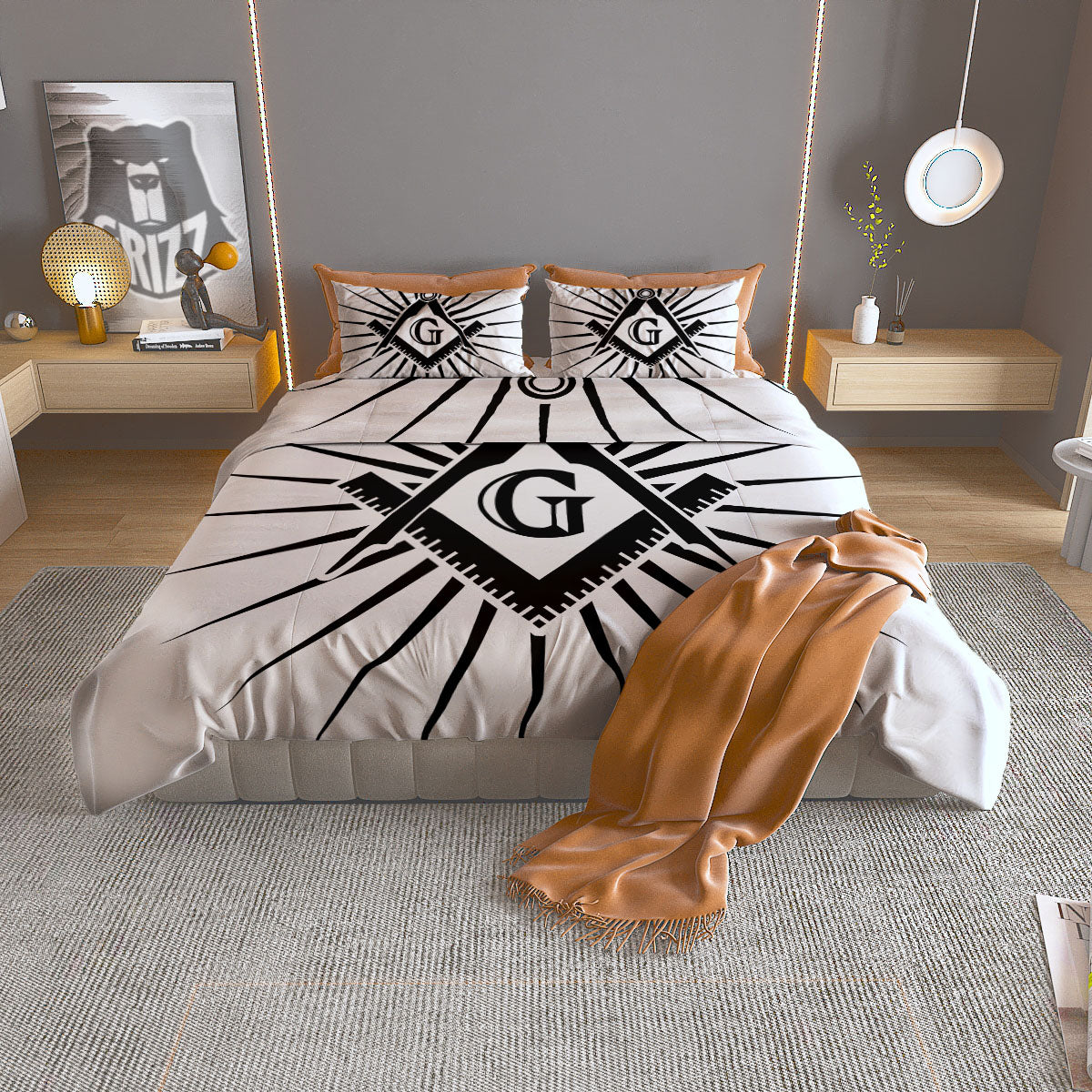 Symbol Freemasonry Print Duvet Cover Bedding Set