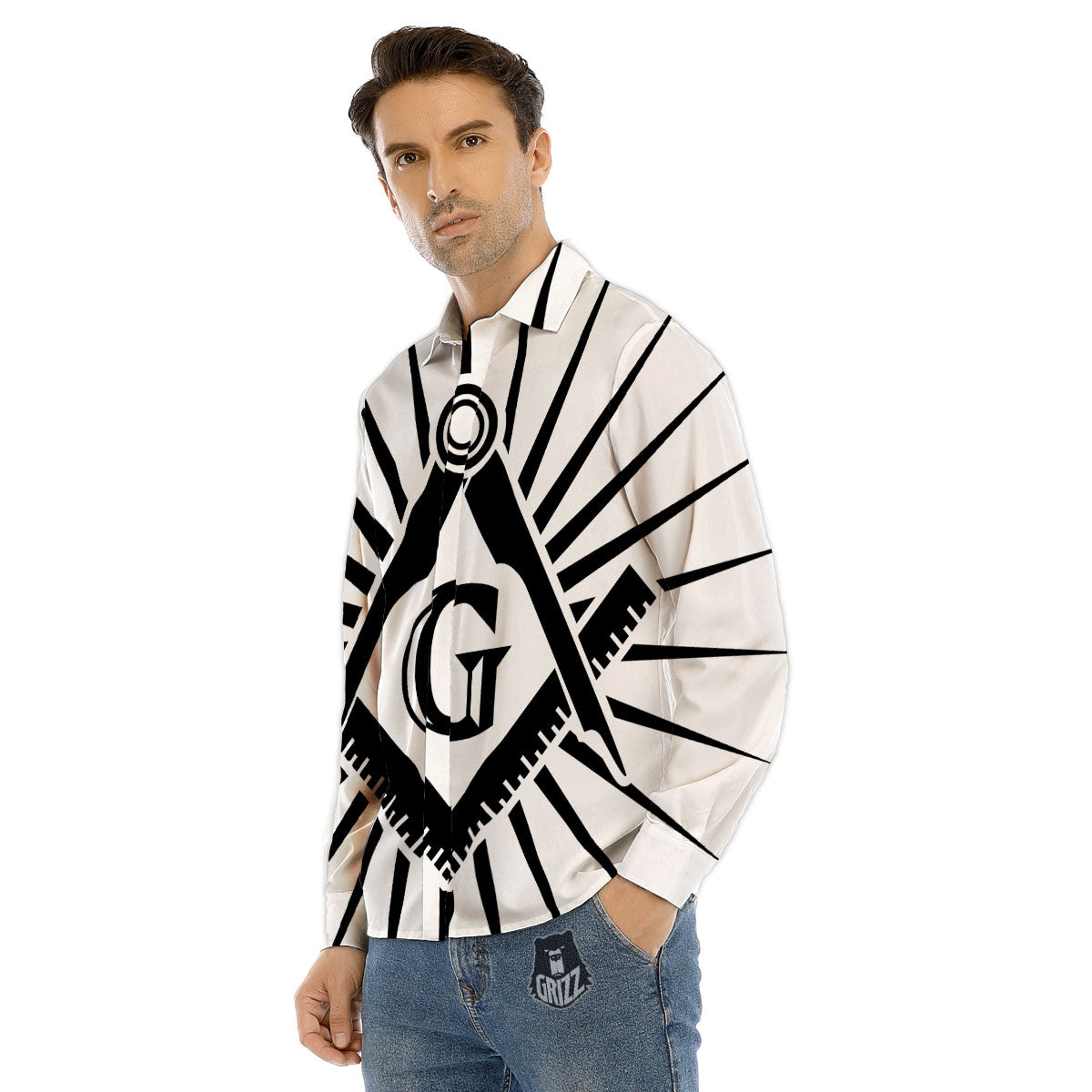 Symbol Freemasonry Print Men's Dress Shirts-grizzshop
