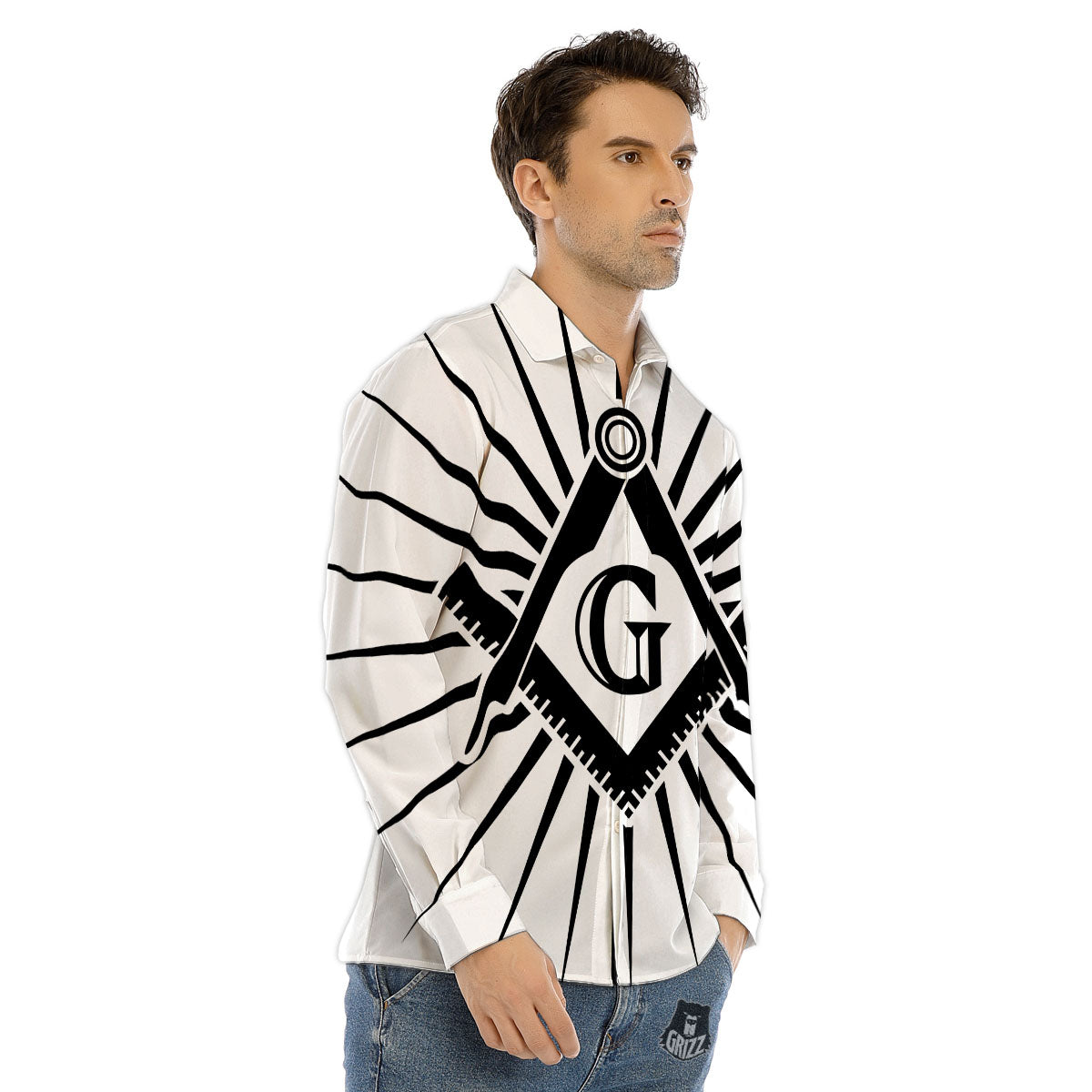 Symbol Freemasonry Print Men's Dress Shirts-grizzshop