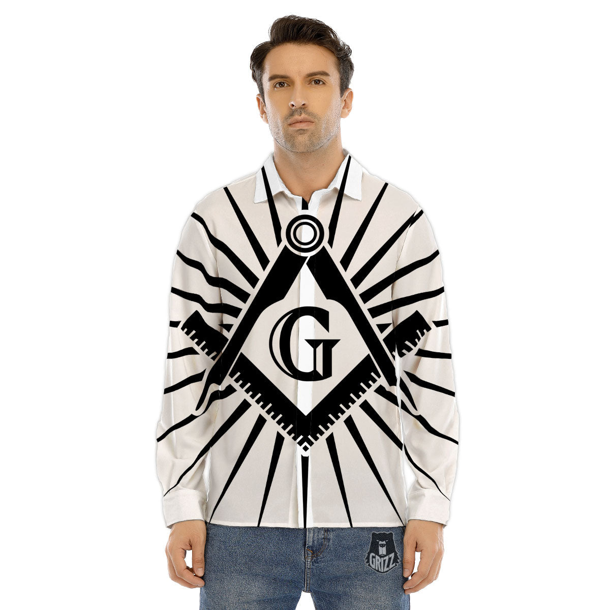 Symbol Freemasonry Print Men's Dress Shirts-grizzshop
