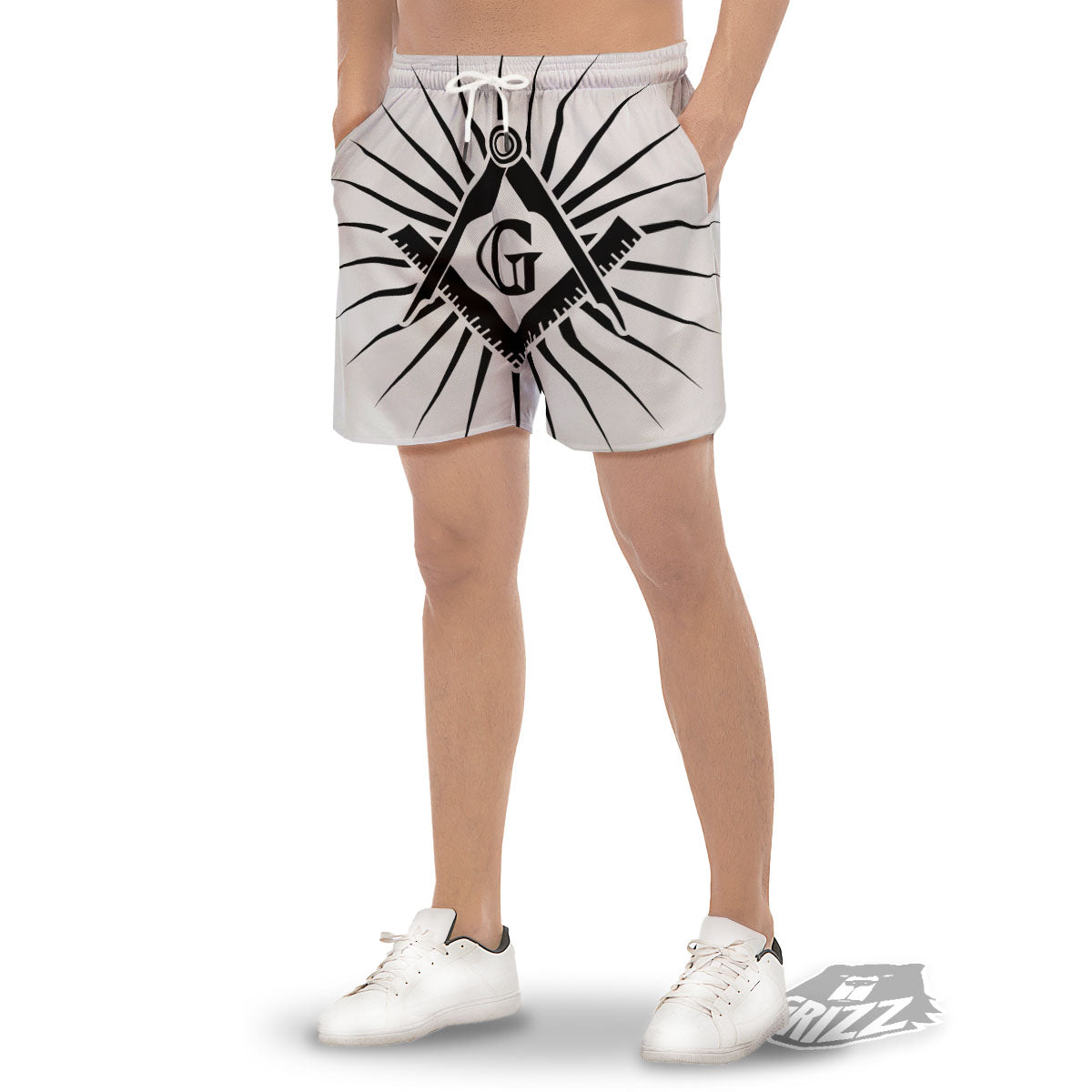 Symbol Freemasonry Print Men's Gym Shorts-grizzshop