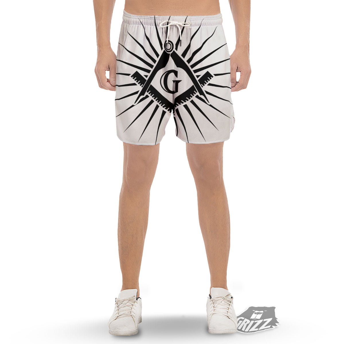 Symbol Freemasonry Print Men's Gym Shorts-grizzshop