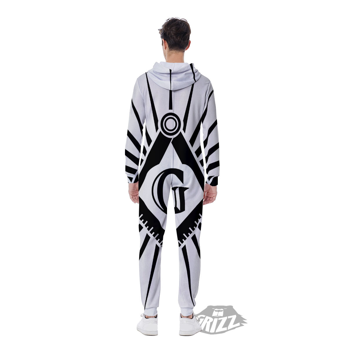 Symbol Freemasonry Print Men's Jumpsuit-grizzshop