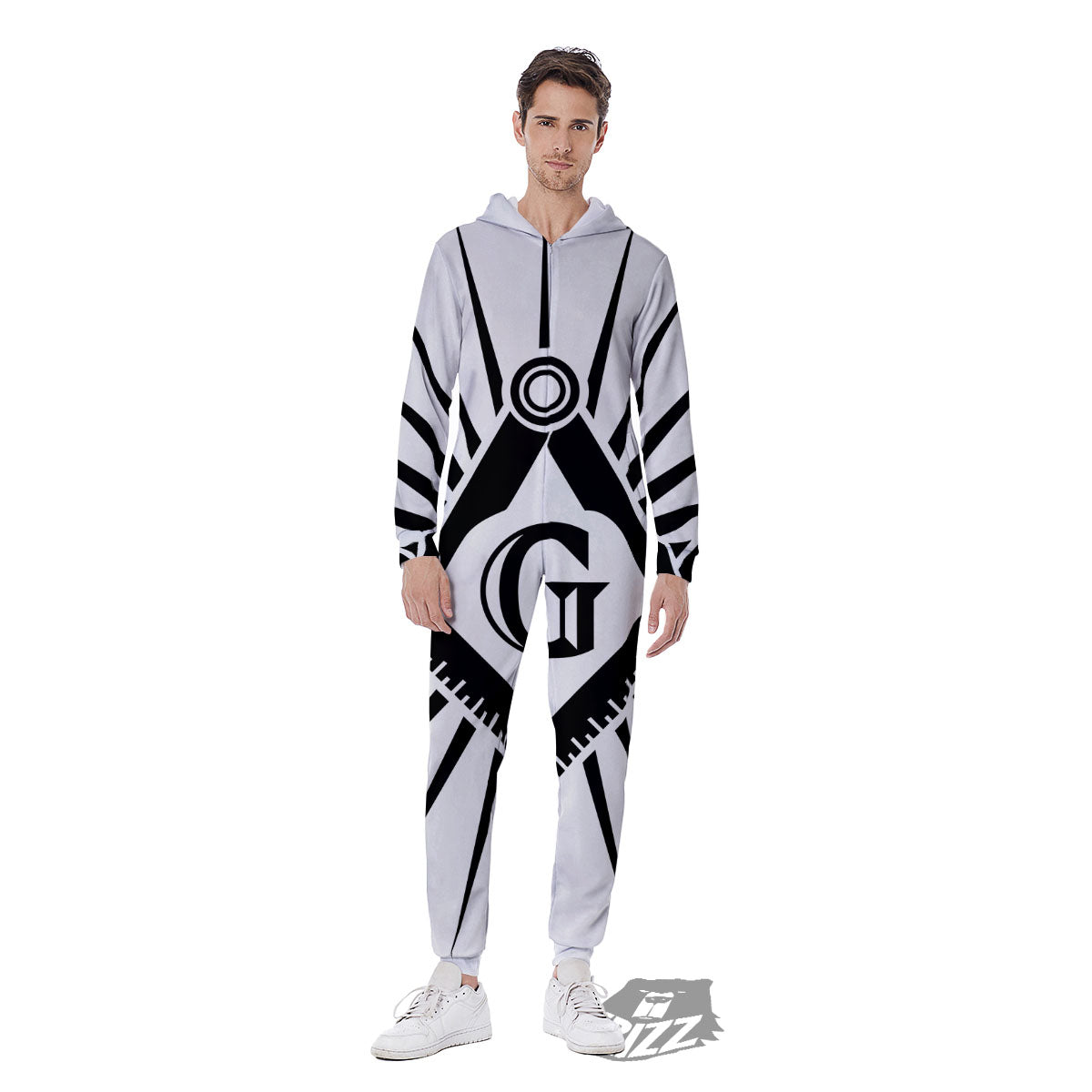 Symbol Freemasonry Print Men's Jumpsuit-grizzshop