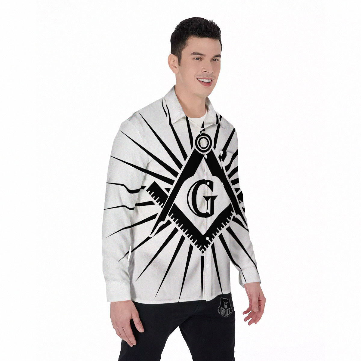 Symbol Freemasonry Print Men's Long Sleeve Shirts-grizzshop