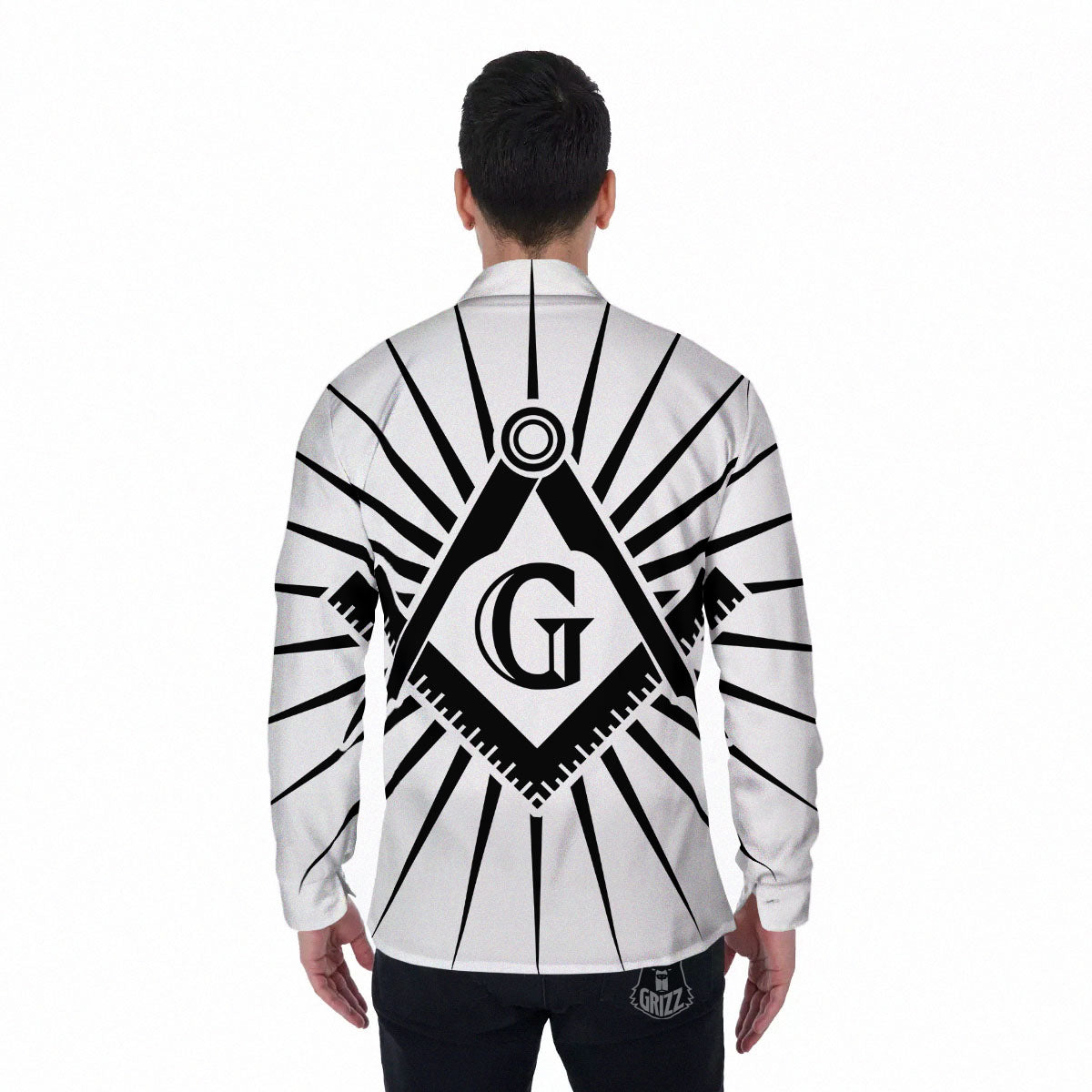 Symbol Freemasonry Print Men's Long Sleeve Shirts-grizzshop