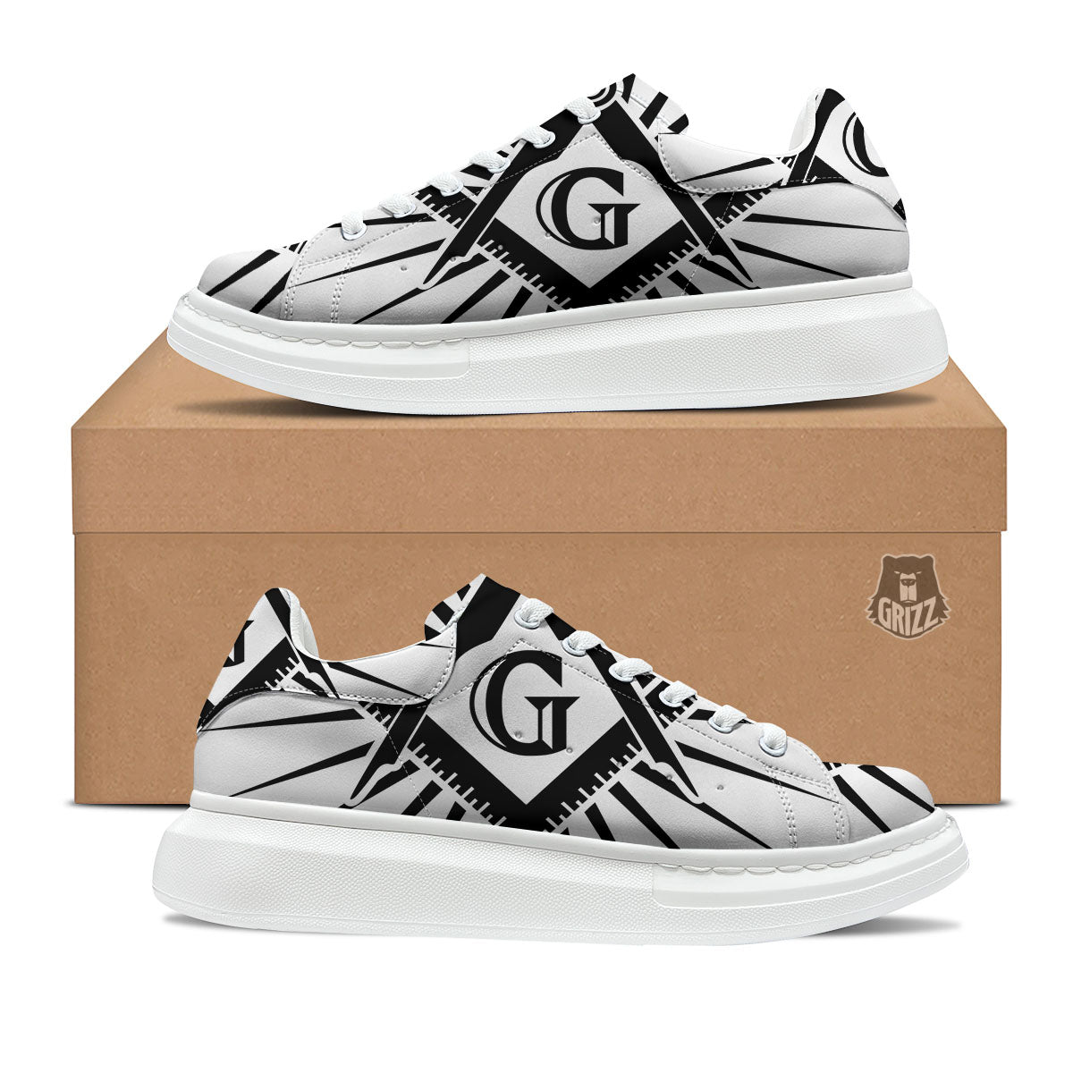 Symbol Freemasonry Print Platform Shoes-grizzshop