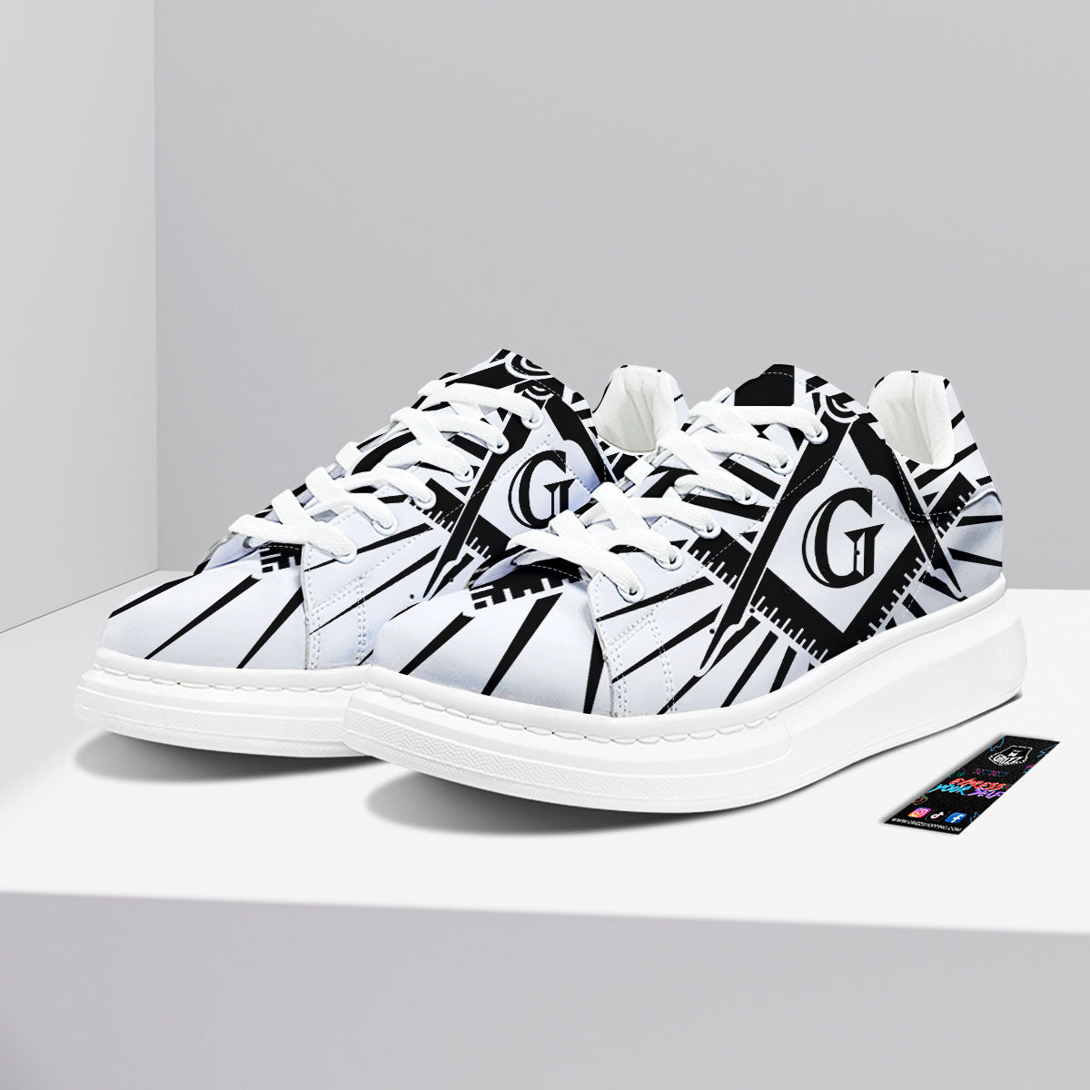 Symbol Freemasonry Print Platform Shoes-grizzshop