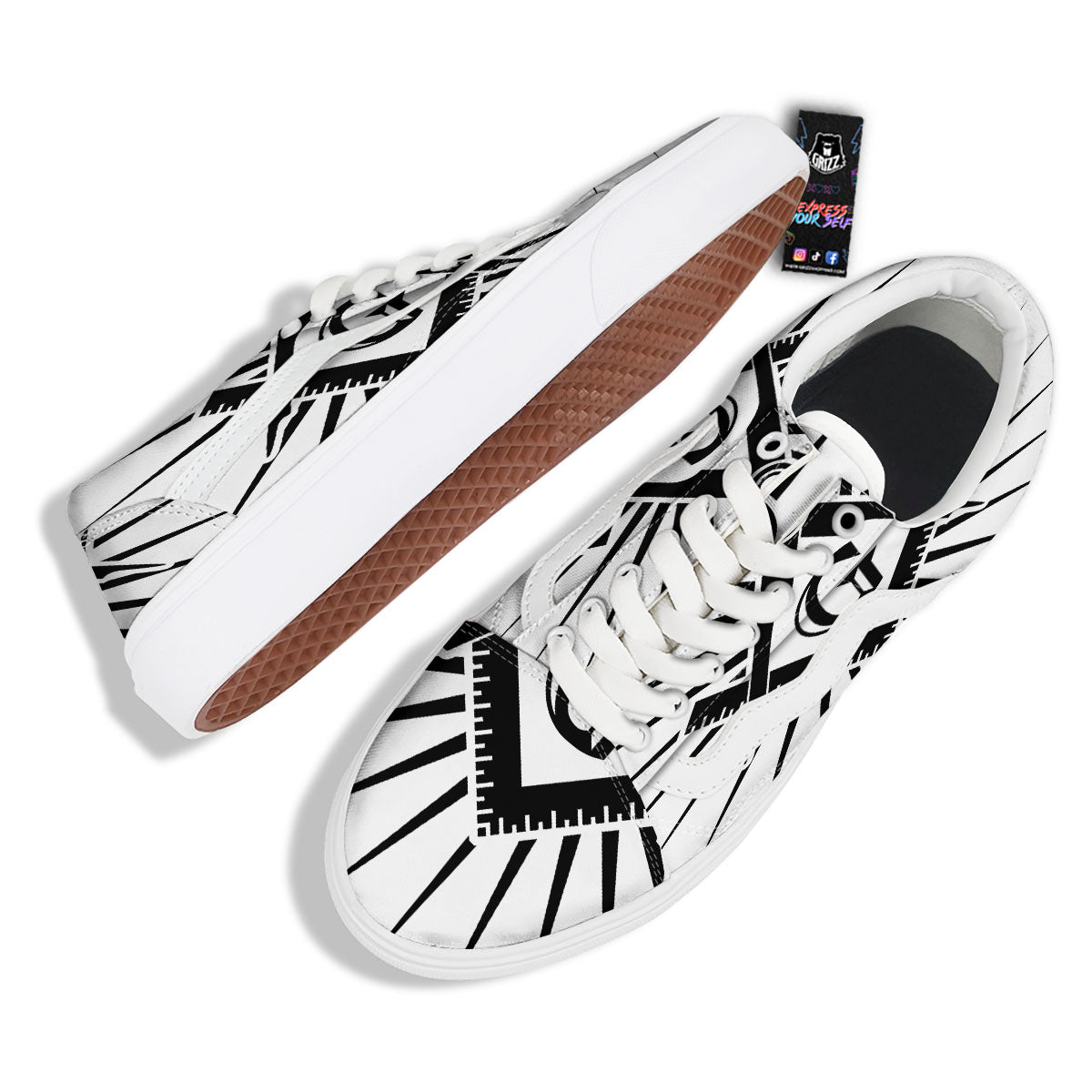 Symbol Freemasonry Print Skate Shoes-grizzshop