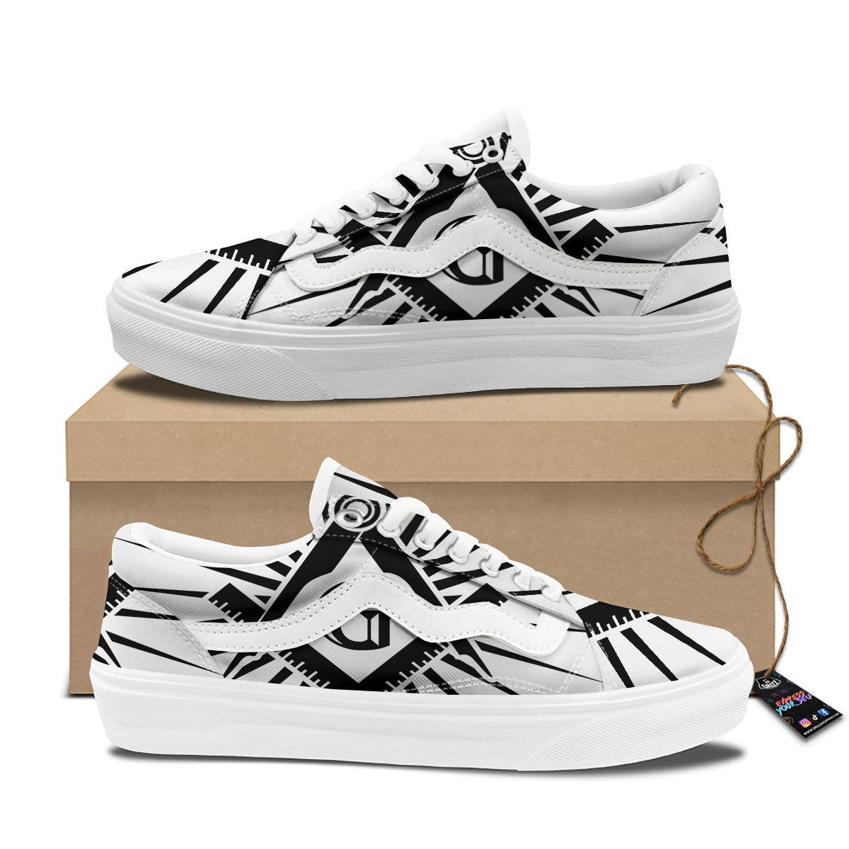 Symbol Freemasonry Print Skate Shoes-grizzshop