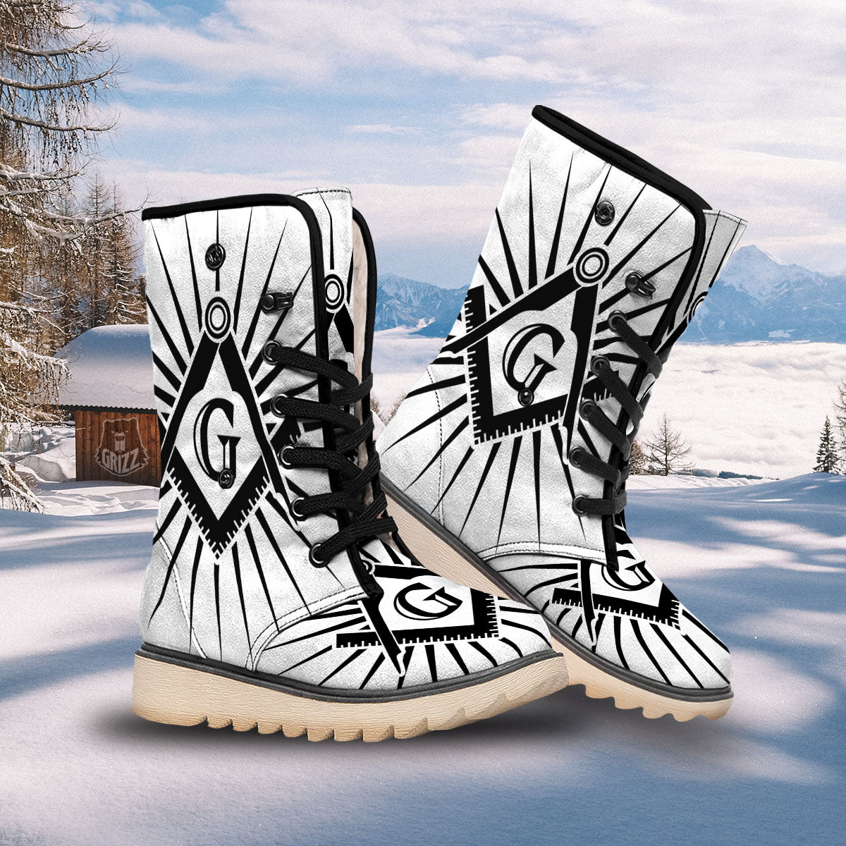 Symbol Freemasonry Print Snow Boots-grizzshop