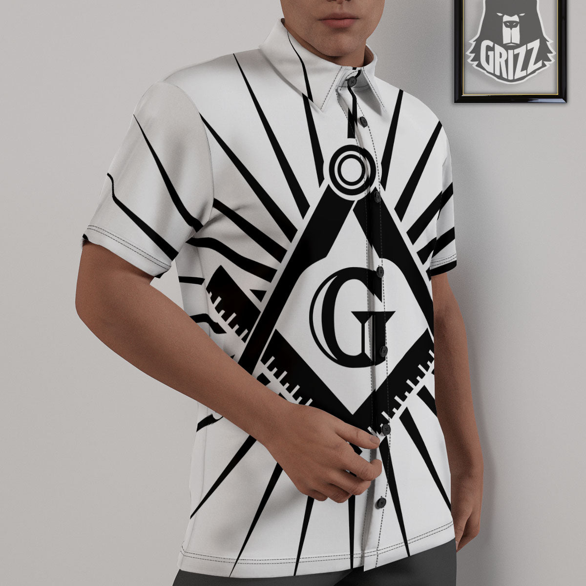 Symbol Freemasonry Print Untucked Shirts-grizzshop