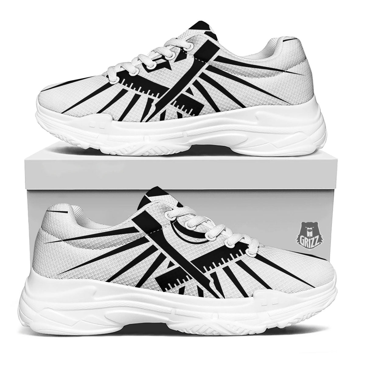 Symbol Freemasonry Print White Chunky Shoes-grizzshop